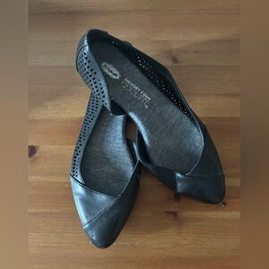 Dr. Scholl's Black Pointed Toe Perforated Flats